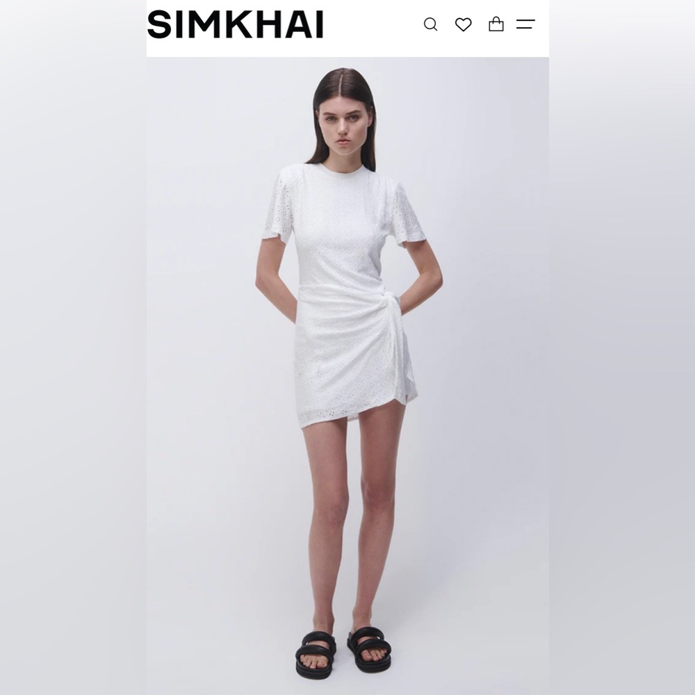 🆕 #254~ JONATHAN SIMKHAI Evalina Broderie Anglaise Dress in white, Size XS